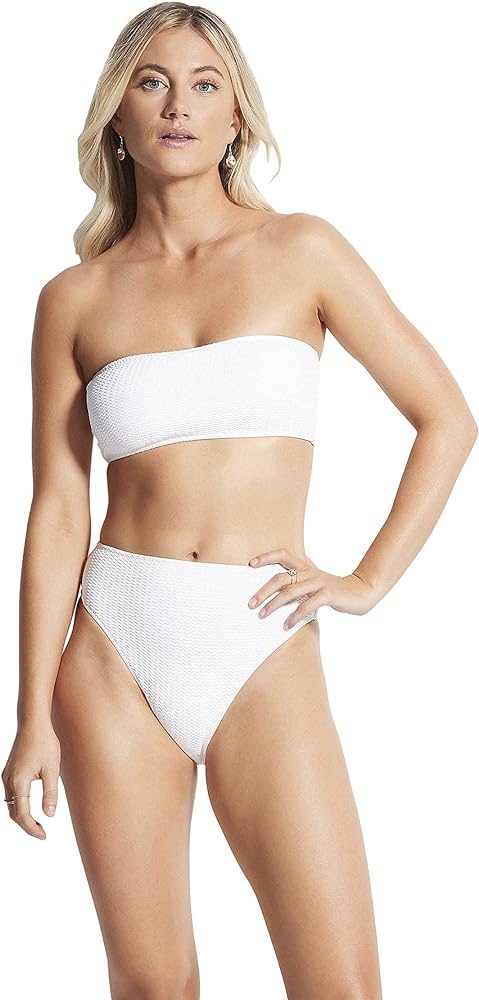 Seafolly Women's Rise High Cut Bikini Bottom Swimsuit