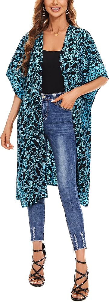 Women HIPPIE Gypsy Hand Batik Kimono Cardigan Shawl Wrap Swimsuit Cover Up Jacket One Size