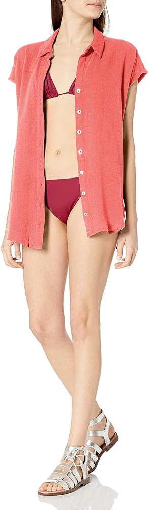 Seafolly Women's Standard Button Front Sleeveless Beach Short Cover Up