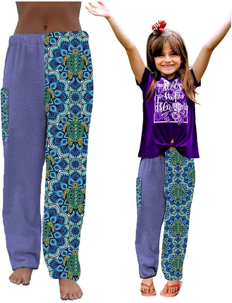 Towel Pants for Swimmers – Cotton Terry Towel Pants – Beach Coverup – Resort Wear – Swim wear - Purple Turtle Mandala (Adult S)