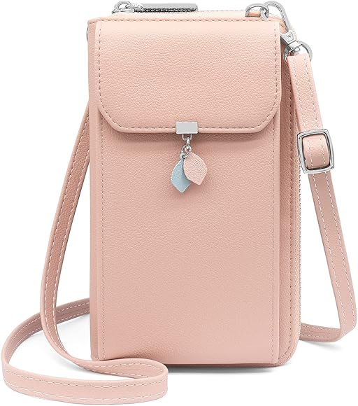 HNOOM Bolso de Telefono Movil Mujer Bolso Cartera Movil Bloqueo RFID Bolso para Movil y Cartera Pequeño Bolso Bandolera Mujer con Ranuras para Tarjeta y Cremallera Bolso Movil Monedero