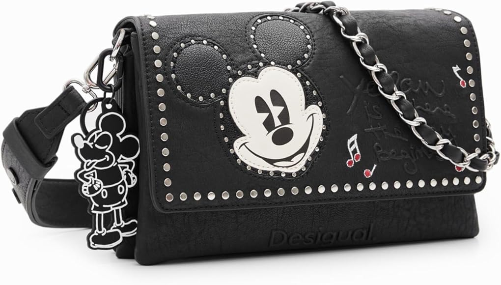 Desigual Bag_Mickey Rock Dortmund, Accesorios Bolso Bandolera PU Mujeres, Negro, Talla única