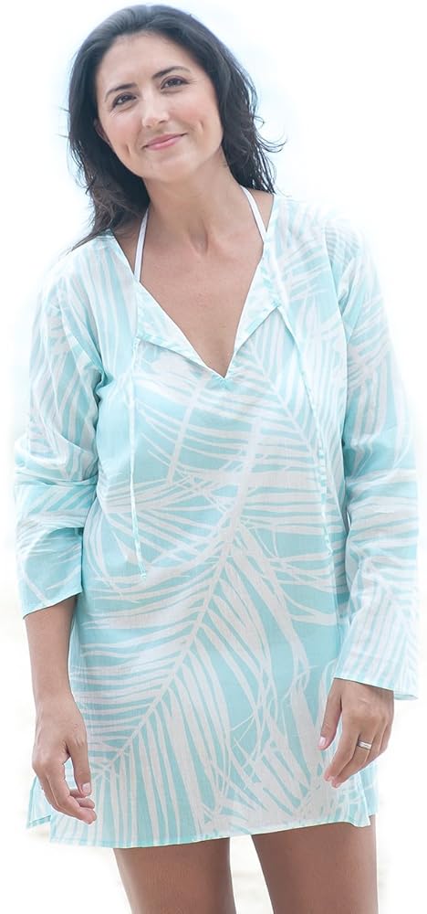 West Indies 100% Pure Soft Cotton Designer Tunic Top Swimsuit Bikini Beach Cover-Up Cool Loose Comfortable