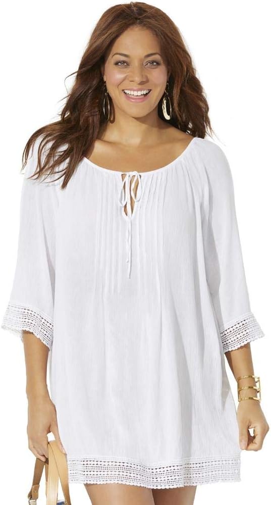 Swimsuits For All Women's Plus Size Giana Crochet Cover Up Tunic