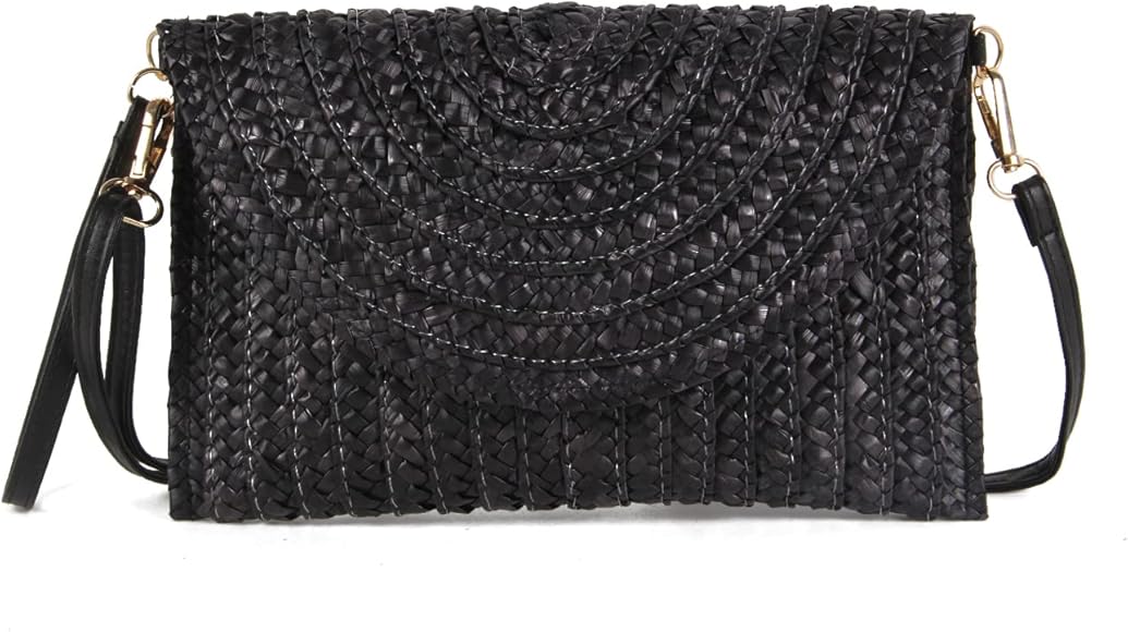 LHHMZ Cartera de Mano de Paja para Mujer Bolsos de Verano Bolsos de Hombro de Paja Tejida Cartera de Playa