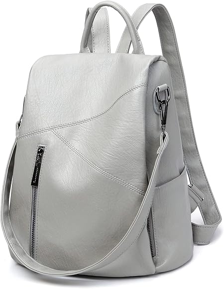 LIANGFUN Mochila de Cuero de las Señoras Suave Antirrobo Mochila de Moda Casual Bolsa de Hombro Bolso