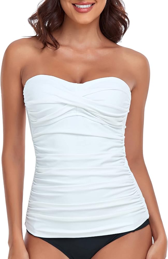 RELLECIGA Women's Ruched Tankini Top