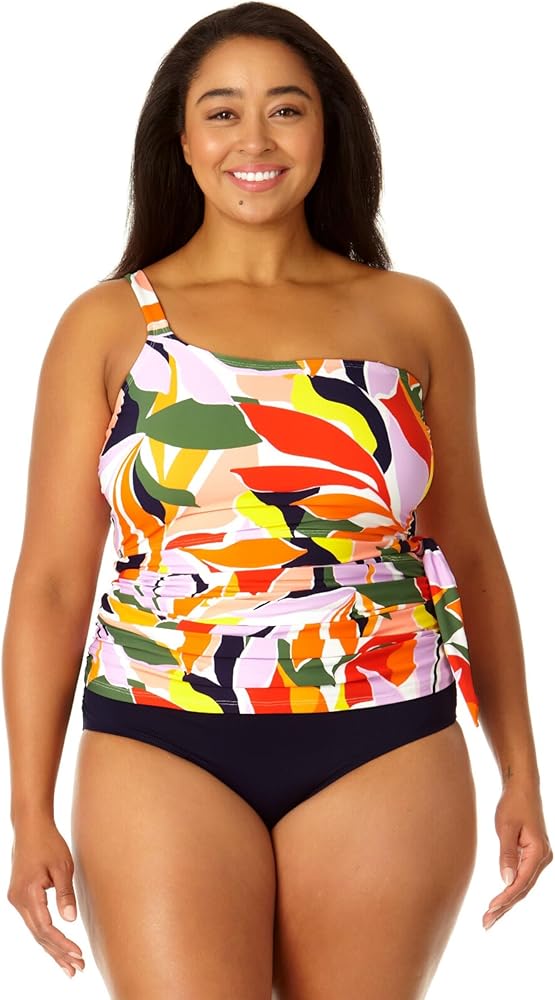 Women's Asymmetrical Side Tie Tankini Swim Top