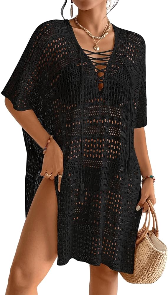 Bsubseach Sexy Hollow Out Swim Cover Up Crochet Swimsuit Bikini Coverup Summer Outfits