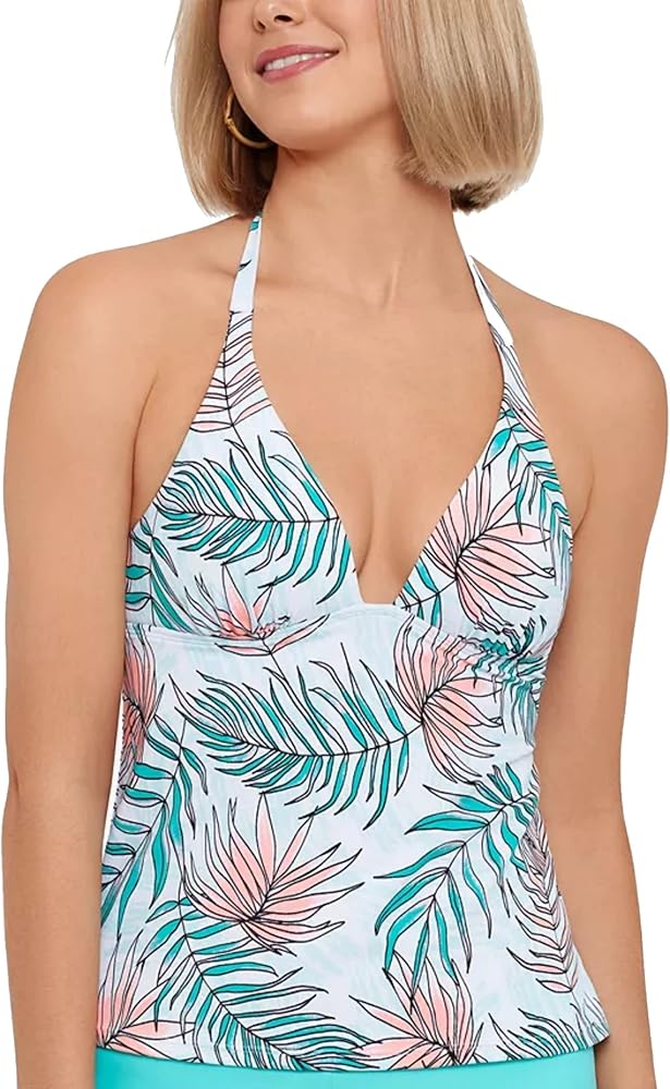 Womens Swimwear Medium Halter Tankini Top Blue M