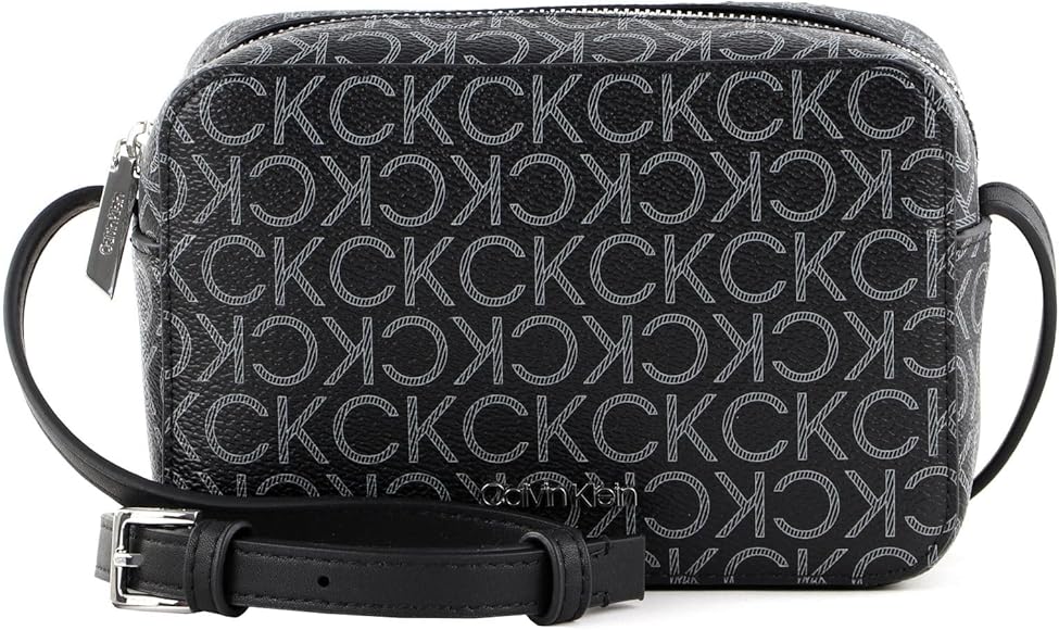 Calvin Klein Mujer Bolso Bandolera Ck Must Camera Bag Mono Pequeño, Negro (Black Mono), Talla Única