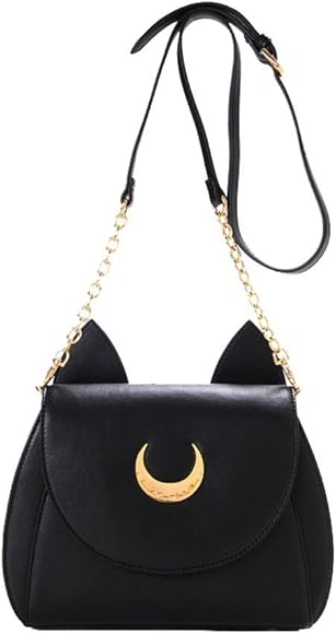 XLKJ Bolso Mujer Moda Casual Bolso PU Cuero adornado con Luna Hermosa y Gatos Diseño de la oreja