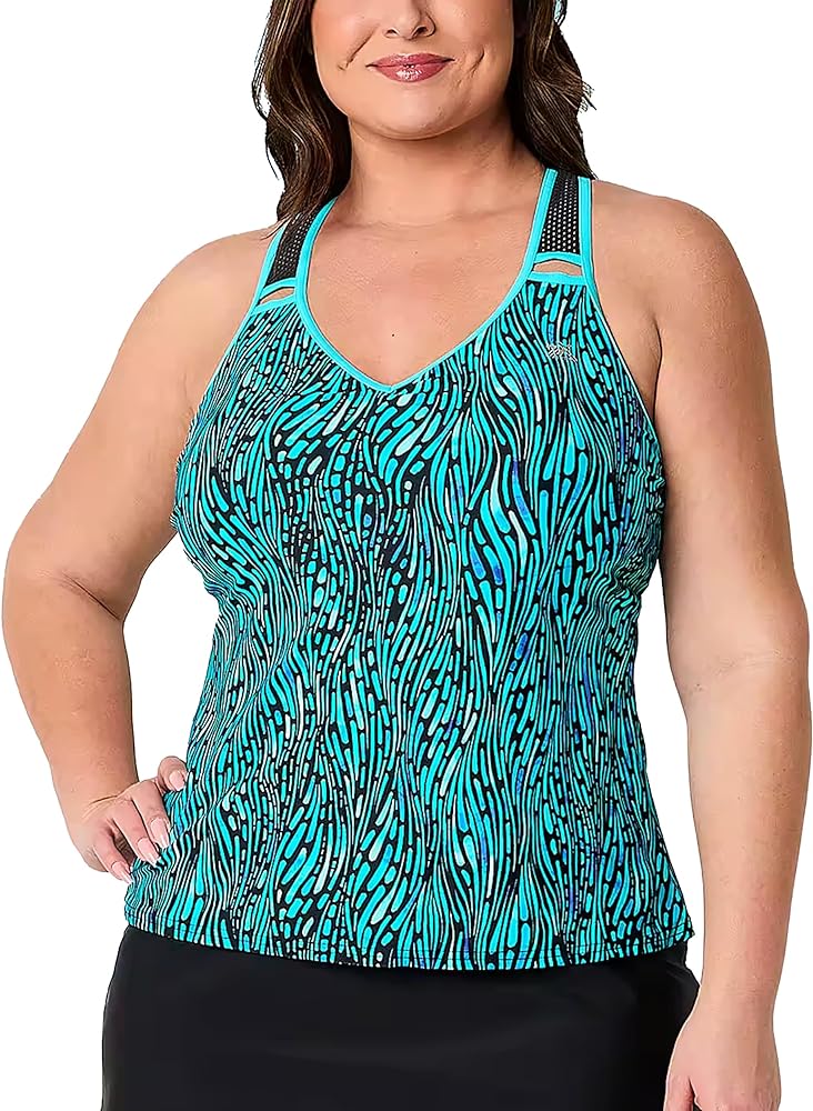 ZeroXposur Keyhole Tankini Tops for Women Swimwear Top Only, Plus Size Swimsuit for Women, Plus Size Swim Top