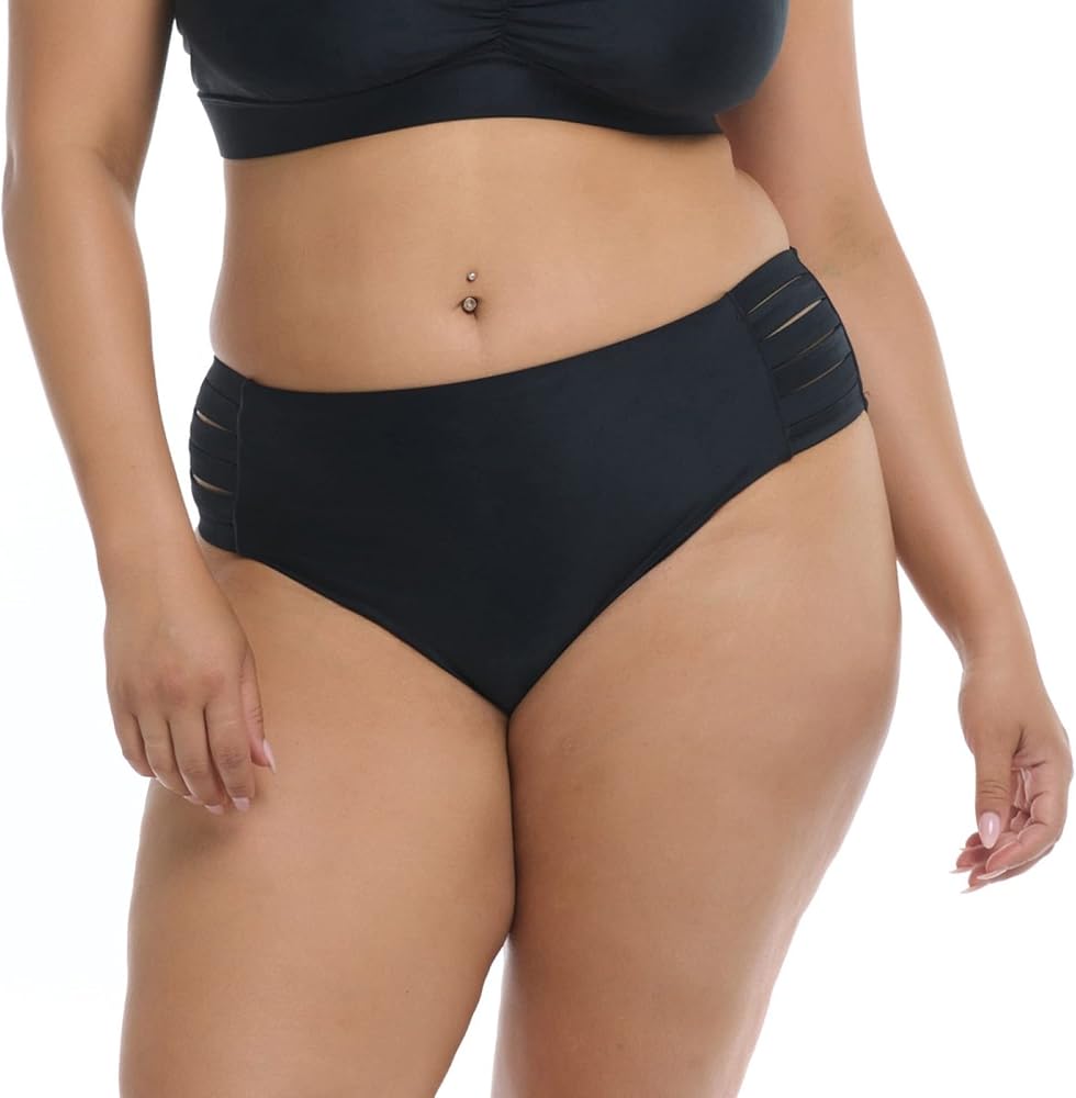 Body Glove Women's Retro Plus High Waist Bikini Bottom Swimsuit, Available in Sizes 1x, 2X, 3X