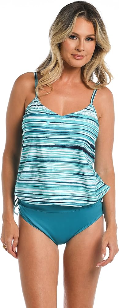 24th & Ocean Women's Standard Side Tie Tankini Swimsuit Top