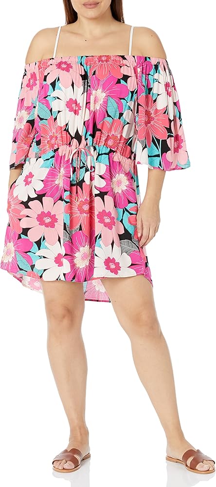 La Blanca Women's Off Shoulder Mini Dress Swimsuit Cover Up