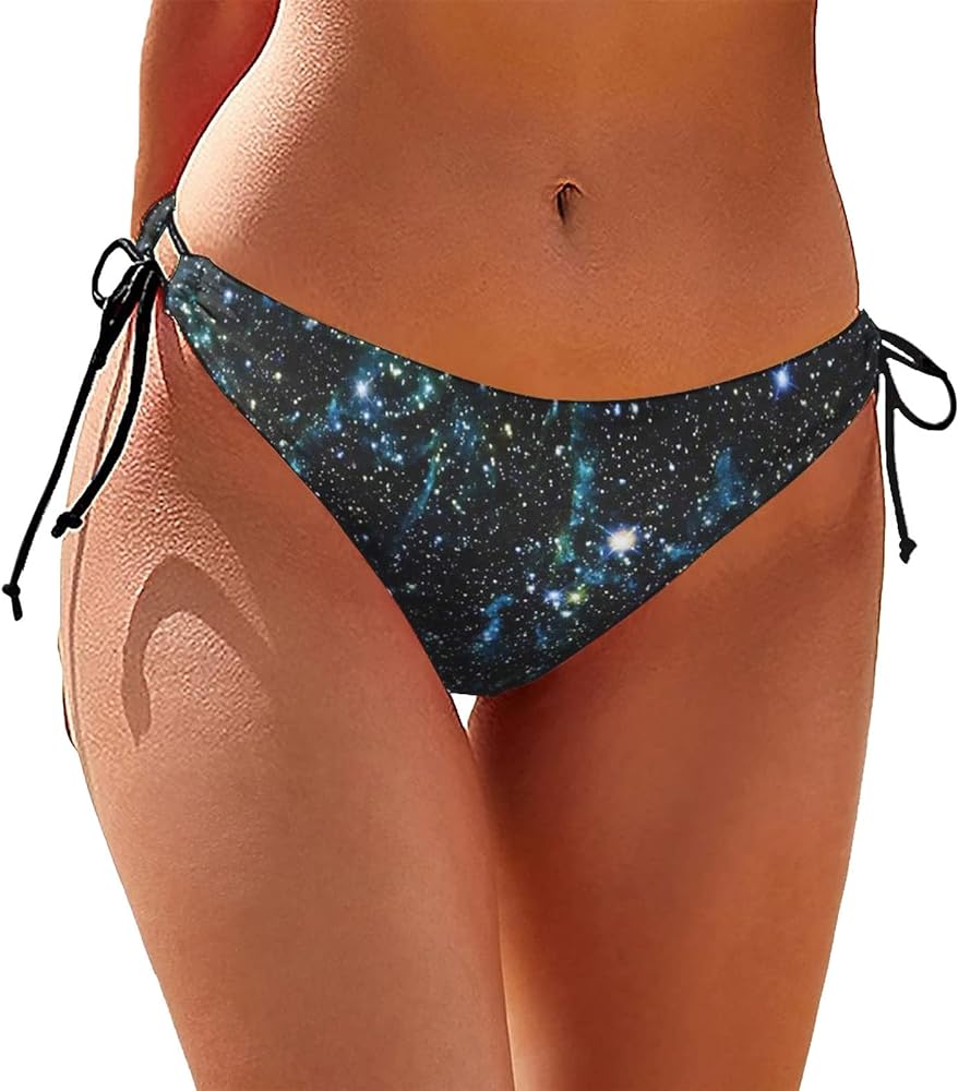 Women Bikini Bottoms Side Tie String Bikini Bottom Print Low Rise Swimsuit Bathing Suit Bottoms