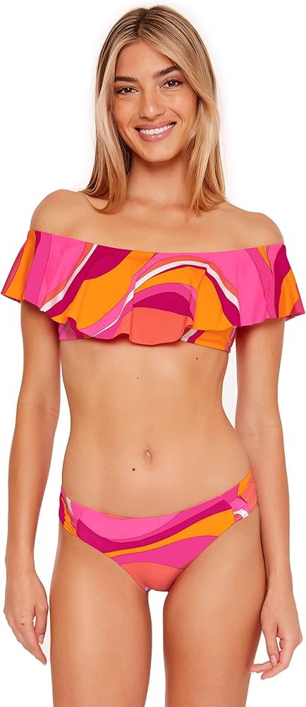 Trina Turk Women's Standard Vivid Vista Tab Side Hipster Bikini Bottom-Cheeky Coverage, Swimwear Separates