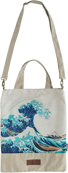 Grupo Erik Bolso tela Hokusai - Tote bag tela Ola Kanagawa con asas cómodas - Bolso shopper 42x34cm / Bolsa de tela - Bolsas reutilizables - Bolsa compra pegable - Accesorios