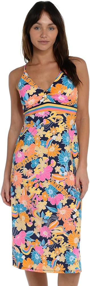 SUNSHINE 79 womens Midi Dress Swimsuit Swimwear Cover Up, Multi Love Swirl, Medium US