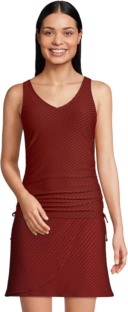 Lands' End Womens Chlorine Resistant Adjustable V-Neck Tankini Top 22 Texture Burgundy Red Regular 4