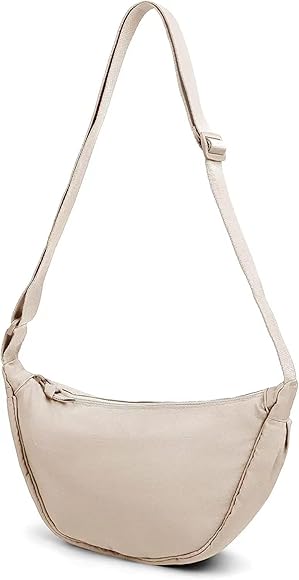 YXQSED Media Luna Bolsa para Mujeres Hombres, Nylon Media Luna Bolsas Hobos Crossbody Bolsa Bolso con Correa Ajustable Color Sólido Bolsa de Hombro