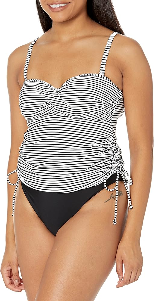 Panache Women's Swim Anya Stripe Bra-Sized Bandeau Tankini Top with Detachable Straps