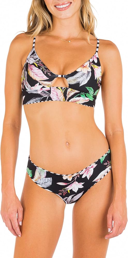 Hurley Flora Reversible Cheeky Hipster Flora Black Stripe XS (US 0-2)