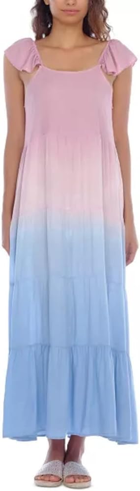 Women's Tiered Maxi Dress Swimsuit Cover-Up Mauve Ombre