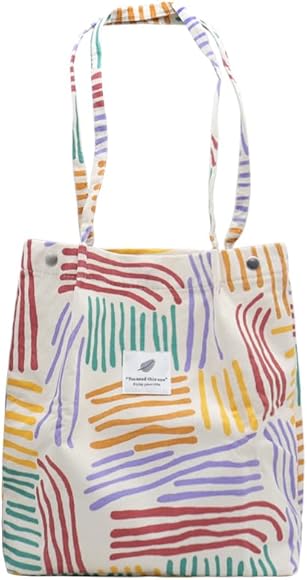 YDHfdc Tote Bag Tela Gran Capacidad Bolsas de Tela Ocio Bolsa de Pana Mujer Rayas de Color Bolsa Tela Bolsos Shopper para Viajes Diarios, Oficina, Escolares, Compras