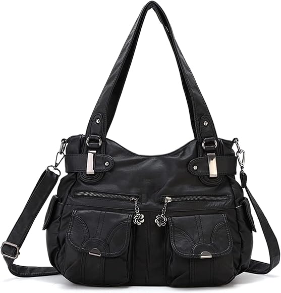 FANDARE Grande Bolsos de Mujer Bandolera Vintage Bolso Hombro Cruzado Impermeable PU Cuero para Viaje Trabajo Escuela Compras Conmutar Crossbody Bag