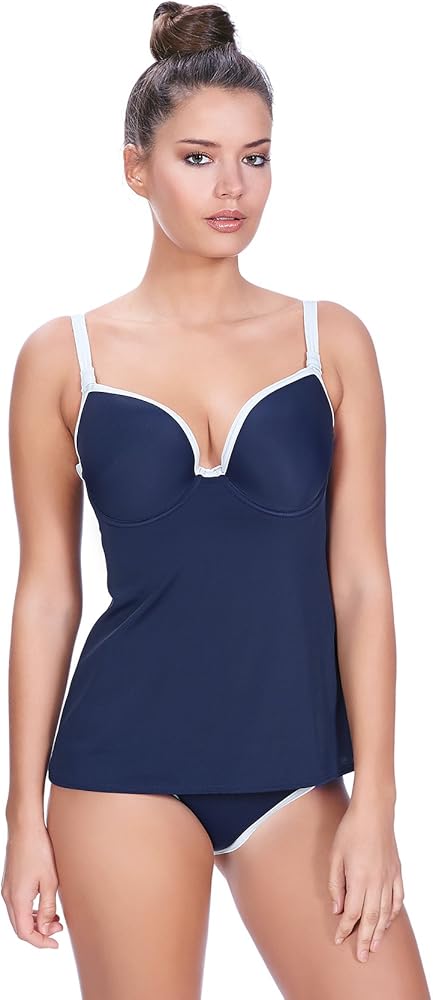 Freya in The Navy Deco Underwire Contour Tankini Top (AS3858)