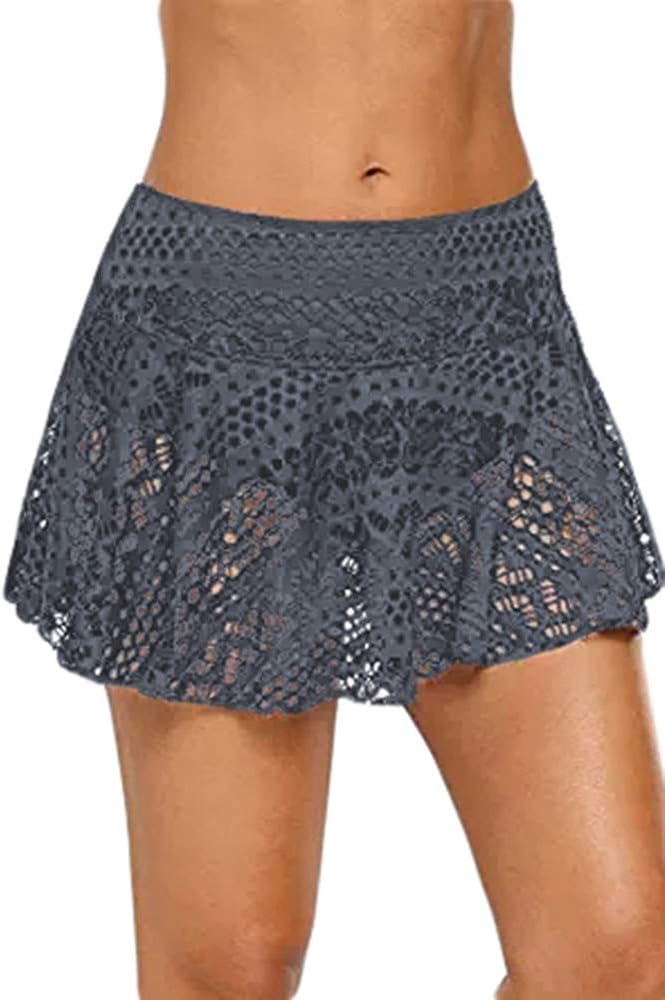 Women's Lace Crochet Skirted Bikini Bottom Swimsuit Short Skort Swimdress