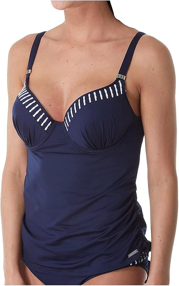 Fantasie Women's Standard San Remo Underwire Molded Gathered Tankini Top, Ink, 40D