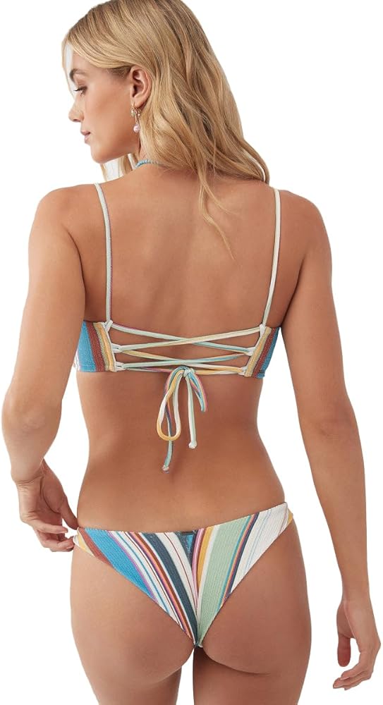 O'NEILL Womens Swim Lookout Stripe Hermosa Skimpy Bikini Bottom, Multi Colored