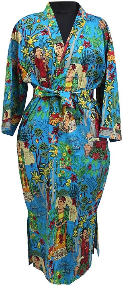 Indian Women's Summer Dress Cotton Kimono Robes Steamed Bathrobe Yukata Beach Wear Dress