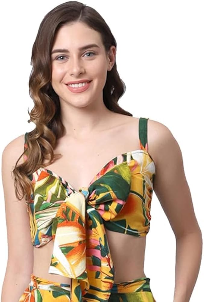 Traditional Tie & Dye Printed Beachwear Cover-up Tops for Women Teen, Colour - Yellow & Green, Size - XL