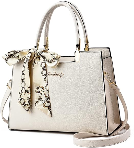 FANDARE Elegante Bolso de Mano para Mujer Bolso Bandolera PU Cuero Bolsos de Hombro Gran Capacidad Bolsos Cruzados para Viajes Compras Trabajo Citas Blanco