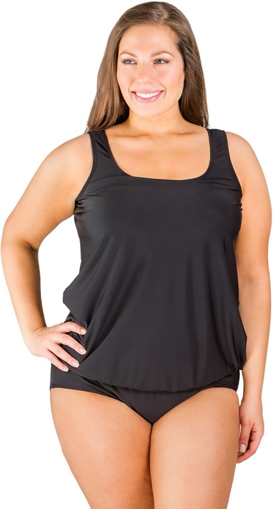 Womens Plus Swim Top - Full Figure Swimsuit Blouson