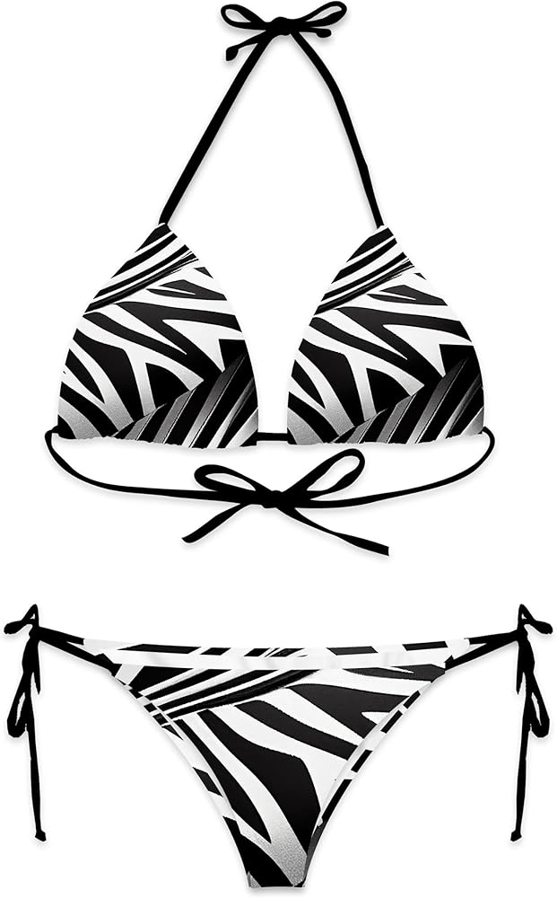 Zebra Bikini Top + String Bottom Combo