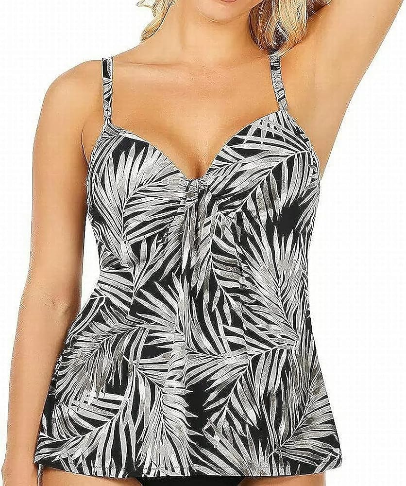 Leilani Womens Scorpio Tie Detail Tankini Top 6 Black