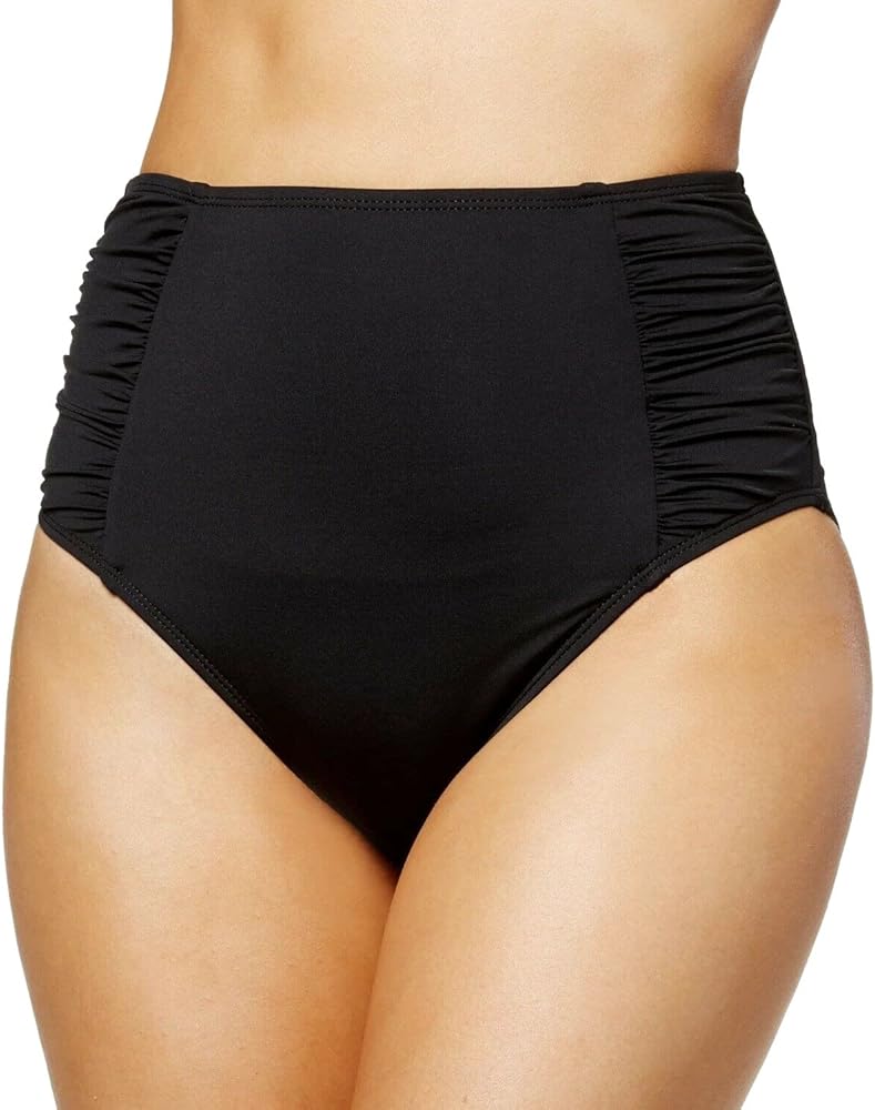 Solid High-Waist Bikini Bottoms Black S