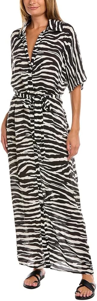 Vince Camuto womens Zebra Belted Maxi Dress Cover-up