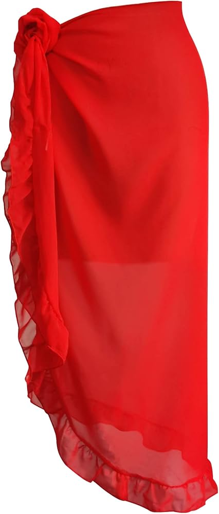 Kingfancy Women's Beach Swimsuit Cover Ups Bikini Wrap Chiffon Sarong Summer Shawl Pareo Skirt for Swimwear