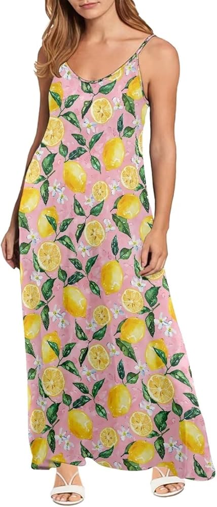 Women Summer Casual Dress V-neck Sleeveless Beach Cover Up Long Cami Maxi Dresses Size XS-4XL