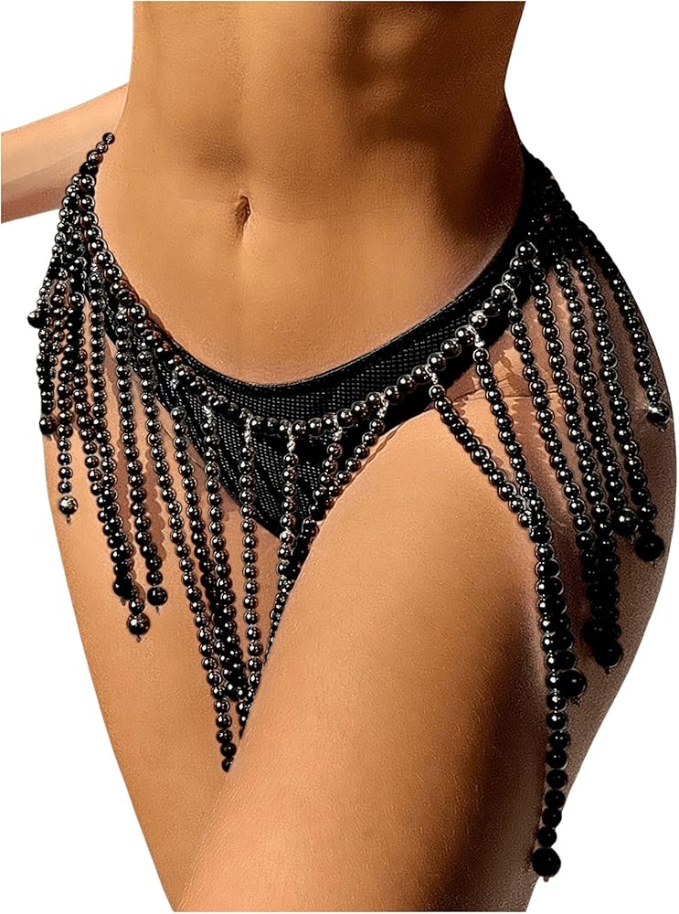 Women's Pearl Decor Contrast Sequin Loose Swimwear Beachwear Cover Up Random Jewelry for Bikini