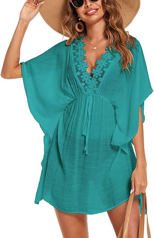 Deep V Neck Beach Cover Up Dress Bikinis Cover Up Women Bathing Suits Cover Up Dress For Beach Party Beachwear