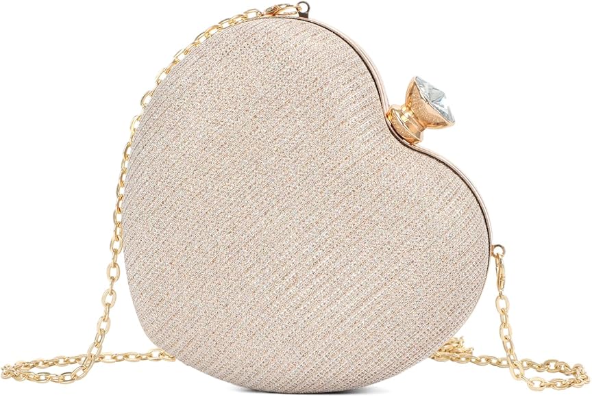 LHHMZ Embrague de Boda para Mujer Bolso de Noche Cartera de Mano con Forma de corazón Bolso de Fiesta de cóctel