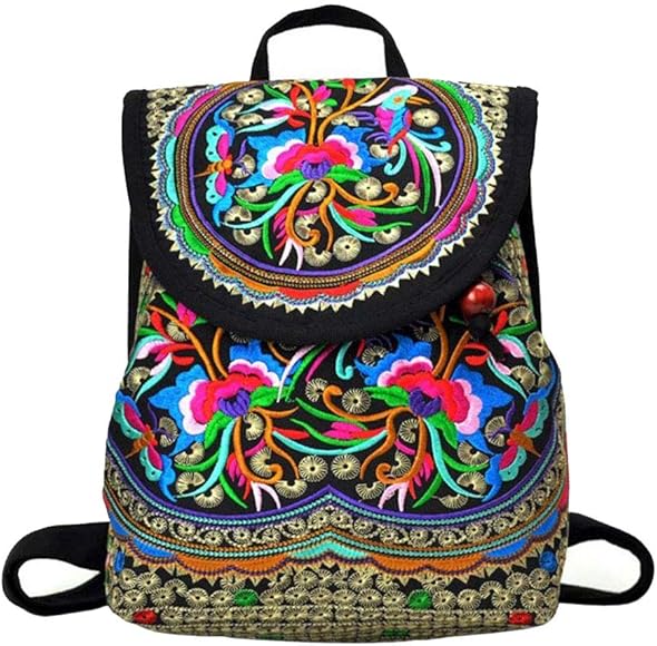 LHKJ Mochila de Mujer Mochila Bolso para Mujer Bolso Floral Del Bordado Bolsas étnicas España Estilo De Noche De Las Mujeres