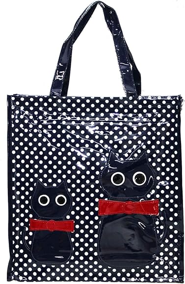 Or&My Shopper Bag - Bolso de mujer de plástico, bolsa reutilizable para la compra, bolsos con cremallera, informal, universal, diseño de gato y gatos, idea de regalo